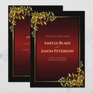 Luxurious Black & Red Wedding Invitation