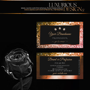 Luxurious Black Rose Gold Golden Glitter Jewels Business Card