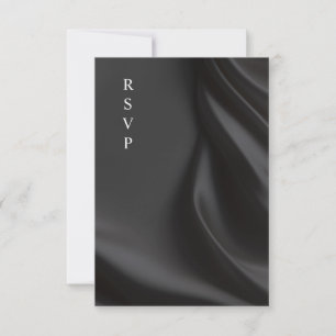 Luxurious black satin wedding meal choices RSVP Card