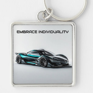 Luxurious Black Sports Car Sleek Modern Design Keychain