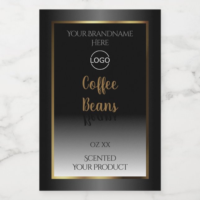 Luxurious Black White Gold Product Label with Logo (Single Label)