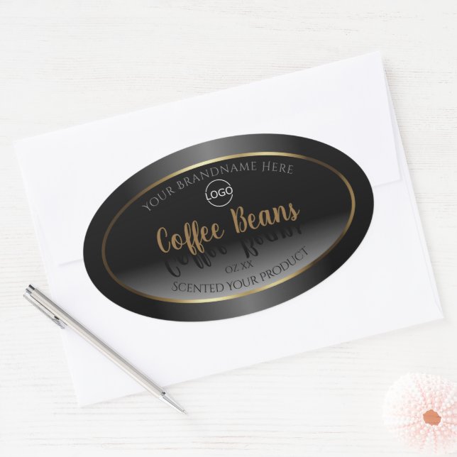 Luxurious Black White Gold Product Label with Logo (Envelope)