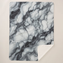 Luxurious Black & White Marble Plush Blanket