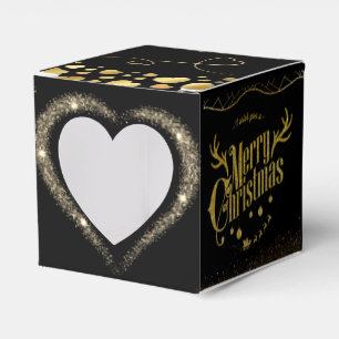 luxurious black with golden hearts of christmas  favor box