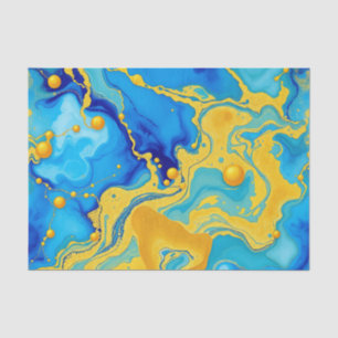 Luxurious Blue and Gold Alcohol Ink Abstract  Tissue Paper