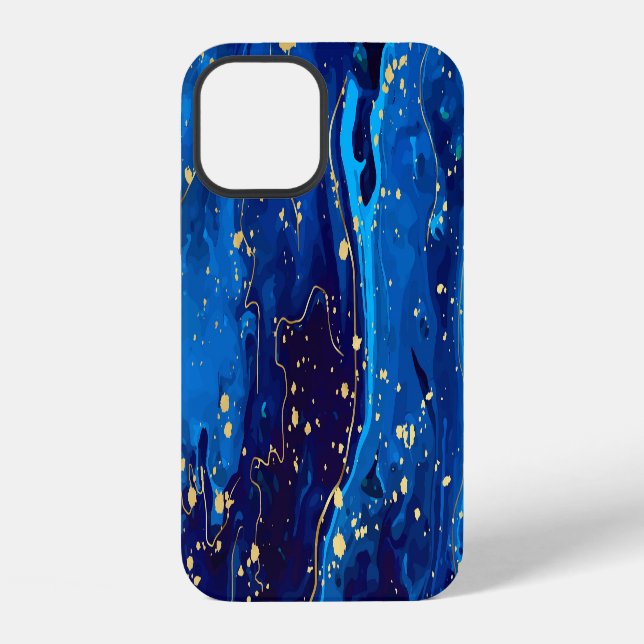 Luxurious Blue Gold Marble Texture iPhone Case (Back)