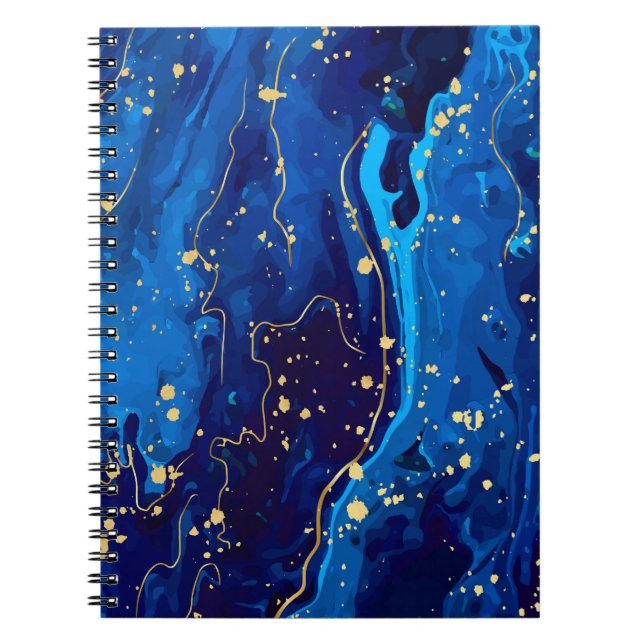 Luxurious Blue Gold Marble Texture Notebook (Front)