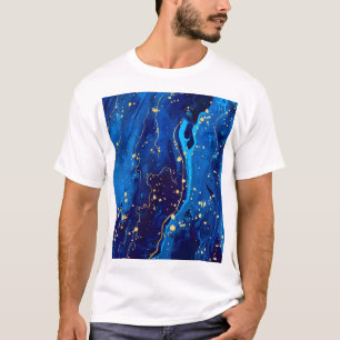 Luxurious Blue Gold Marble Texture T-Shirt