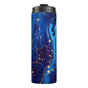 Luxurious Blue Gold Marble Texture Thermal Tumbler