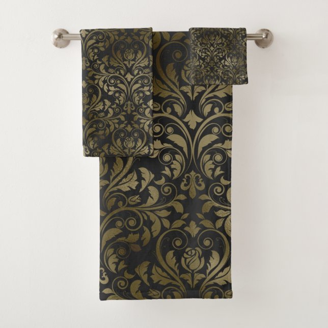 LUXURIOUS BRONZE PATTERNED TOWEL SET (Insitu)