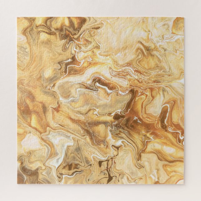 Luxurious Brown-Gold Watercolor Art Jigsaw Puzzle (Vertical)