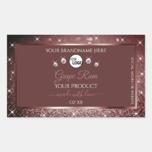 Luxurious Burgundy Glitter Product Label with Logo