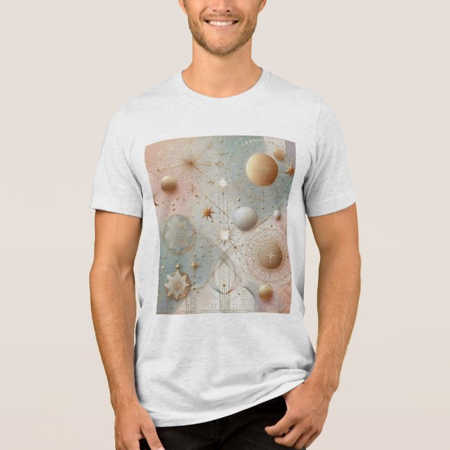 Luxurious Celestial Abstract Geometric Hoodie Desi Tri-Blend Shirt (Front)