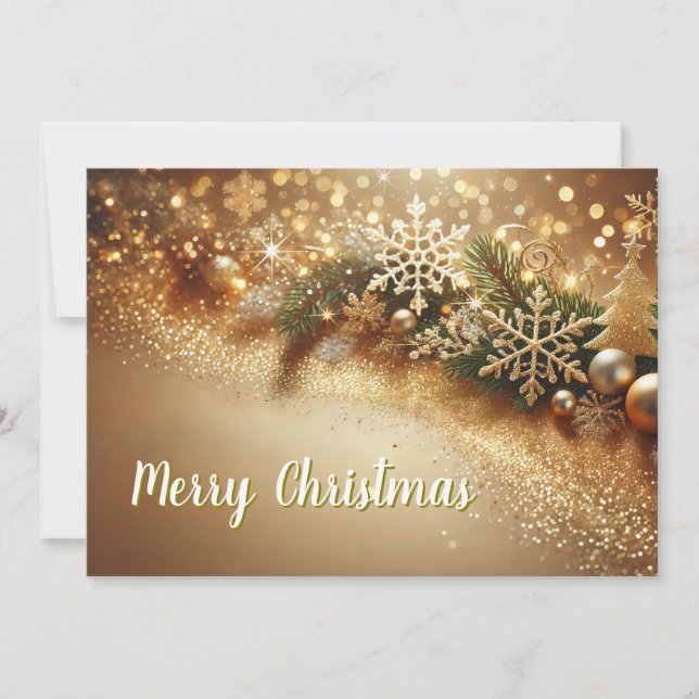 Luxurious Christmas Background with Golden Bokeh Holiday Card (Front)