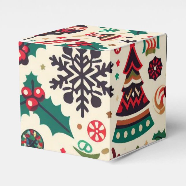 Luxurious Christmas Season Pattern  Favor Box (Front Side)