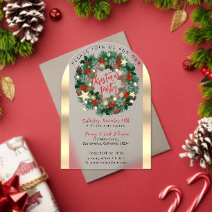 Luxurious Christmas wreath frosted Acrylic Invitations