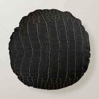 Luxurious crocodile leather: textile texture. round pillow