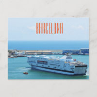 Luxurious cruise ship leaving Barcelona harbour