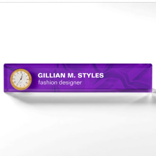 Luxurious Crushed Purple Satin Nameplate