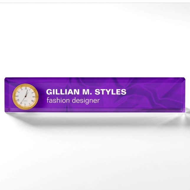 Luxurious Crushed Purple Satin Nameplate (Front)