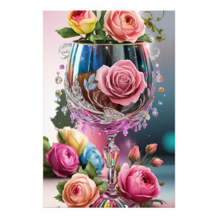 Luxurious Crystal Wine Glass Watercolor Photo Print