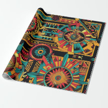 Luxurious Cyan "Aztec Dream" Artistic Wrapping Pap
