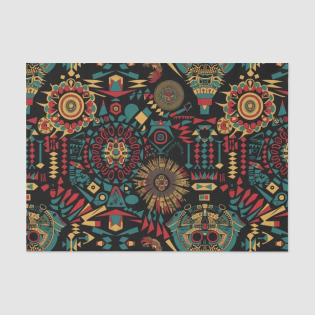 Luxurious Cyan "Heritage-Inspired Patterns" Tissue Paper (Front)