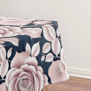 Luxurious Dark Blue Roses With White Details Tablecloth