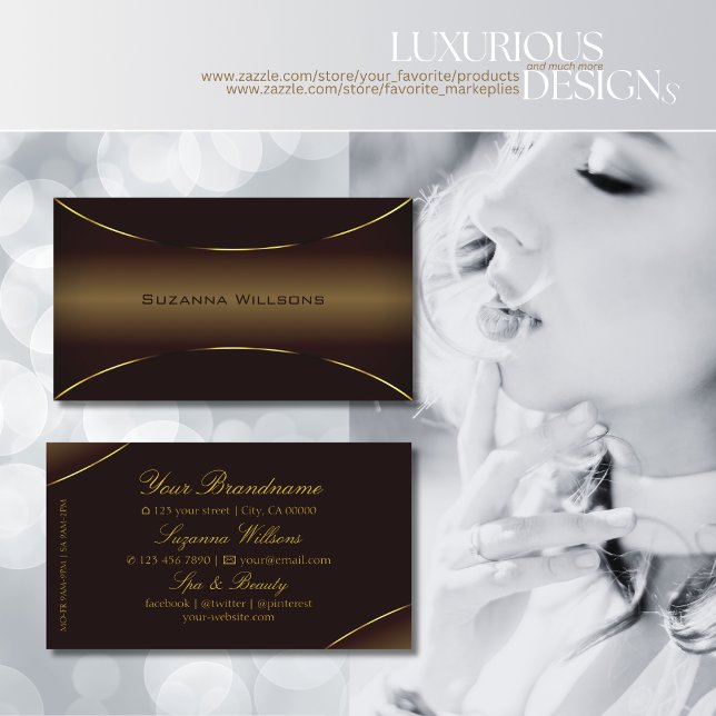 Luxurious Dark Brown with Gold Border Professional Business Card (Creator Uploaded)