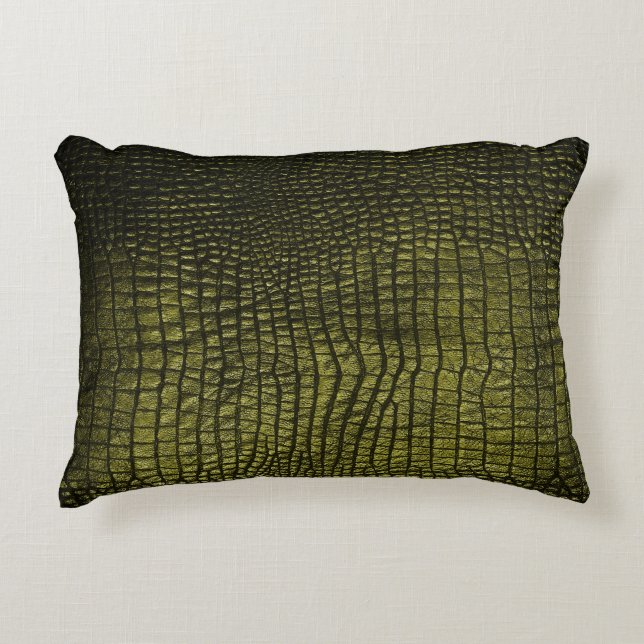 Luxurious dark crocodile skin texture. accent pillow (Front)