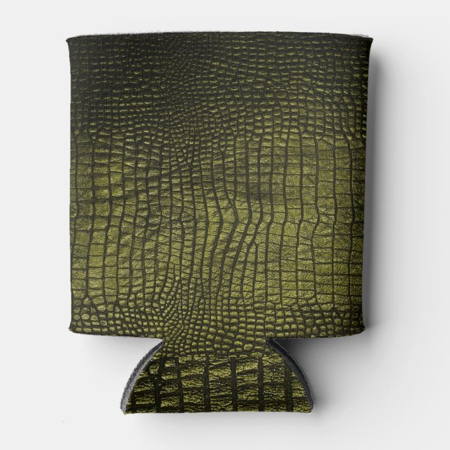 Luxurious dark crocodile skin texture. can cooler (Front)