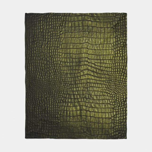Luxurious dark crocodile skin texture. fleece blanket (Front)