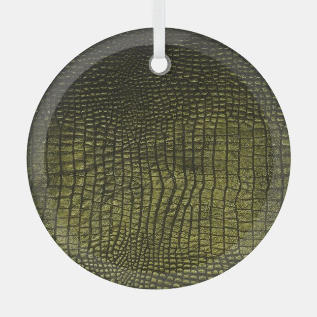Luxurious dark crocodile skin texture. glass ornament (Front)