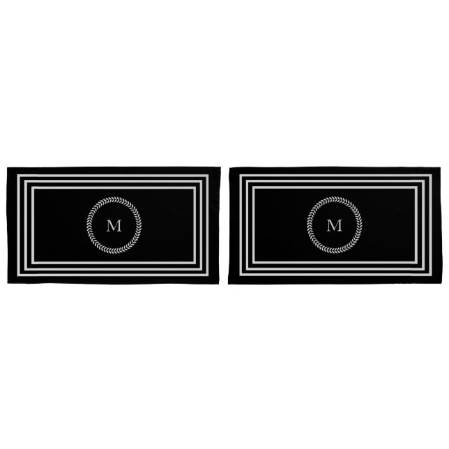 Luxurious Dark monogram Minimalist white frames Pillowcase (Front-Set)