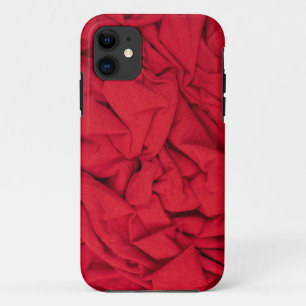 Luxurious Deep Crimson Crumpled Textile Background iPhone 11 Case