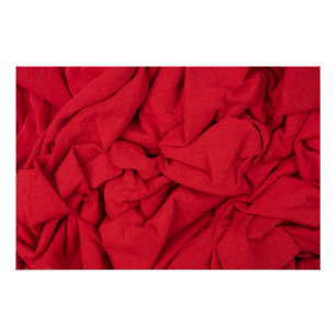Luxurious Deep Crimson Crumpled Textile Background Poster
