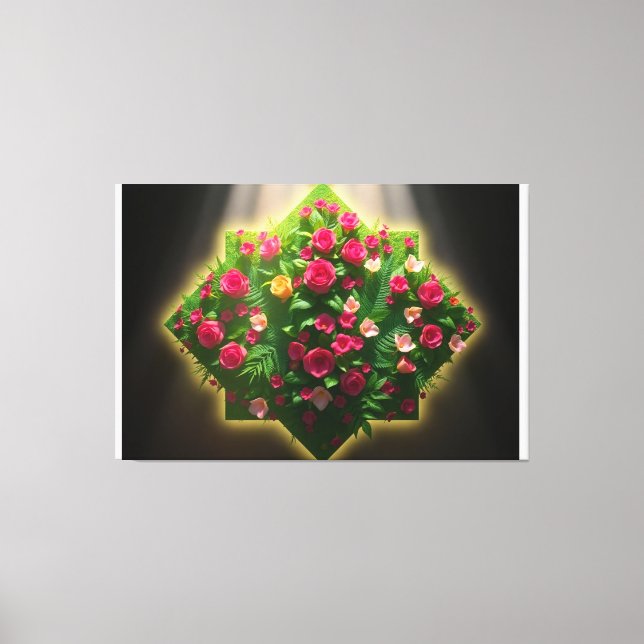 Luxurious Digital Art of Roses and Exotic Flowers Canvas Print (Front)