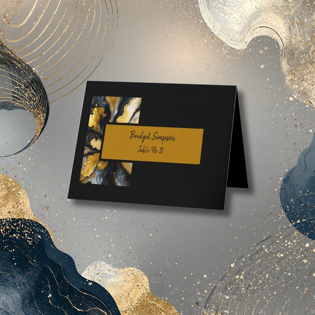  luxurious elegant black gold wedding seating card (Creator Uploaded)