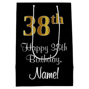 Luxurious, Elegant, Faux Gold Look 38th Birthday Medium Gift Bag