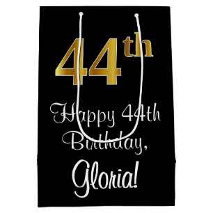 Luxurious, Elegant, Faux Gold Look 44th Birthday Medium Gift Bag