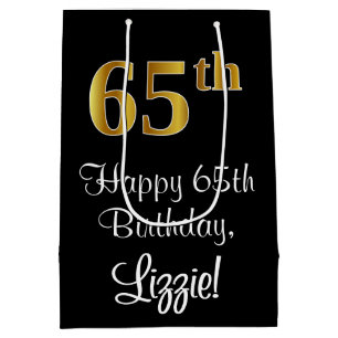 Luxurious, Elegant, Faux Gold Look 65th Birthday Medium Gift Bag