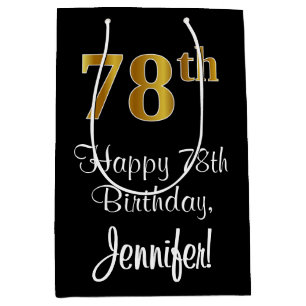 Luxurious, Elegant, Faux Gold Look 78th Birthday Medium Gift Bag