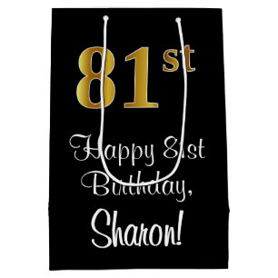 Luxurious, Elegant, Faux Gold Look 81st Birthday Medium Gift Bag