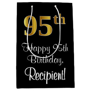 Luxurious, Elegant, Faux Gold Look 95th Birthday Medium Gift Bag