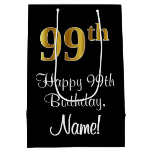 Luxurious, Elegant, Faux Gold Look 99th Birthday Medium Gift Bag