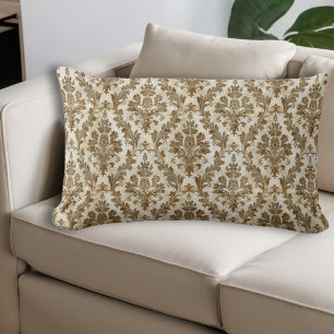 Luxurious Elegant Ivory Damask Lumbar Pillow