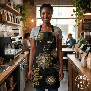 Luxurious Elegant Metallic Faux Gold Mandalas Apron