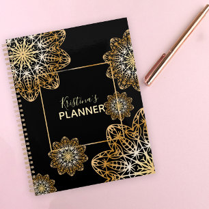 Luxurious Elegant Metallic Faux Gold Mandalas Planner