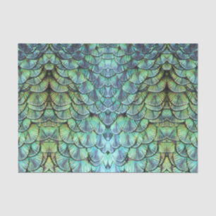 Luxurious Elegant Teal Peacock Back Feathers Tissue Paper