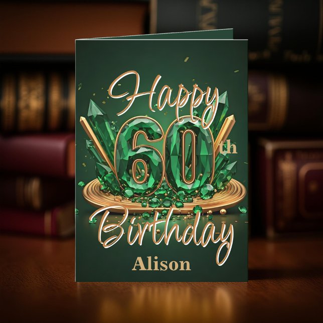 Luxurious Emerald Green and Gold 60th Birthday Card (Creator Uploaded)